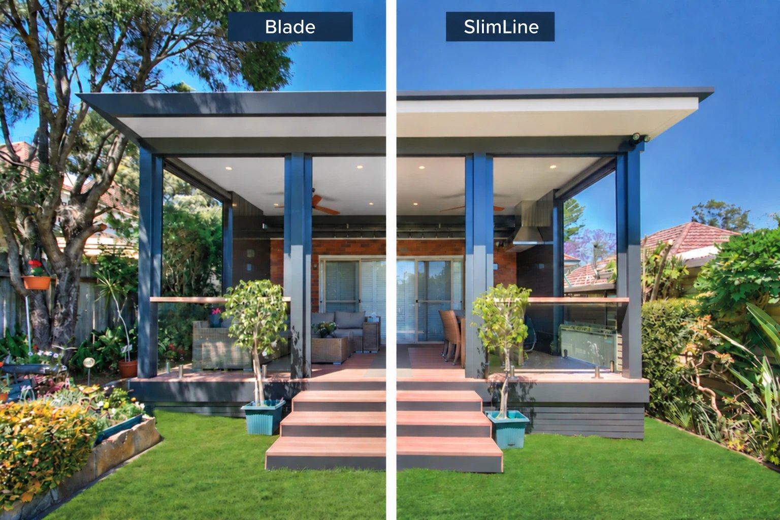 Blade on the left, Slimline on the right