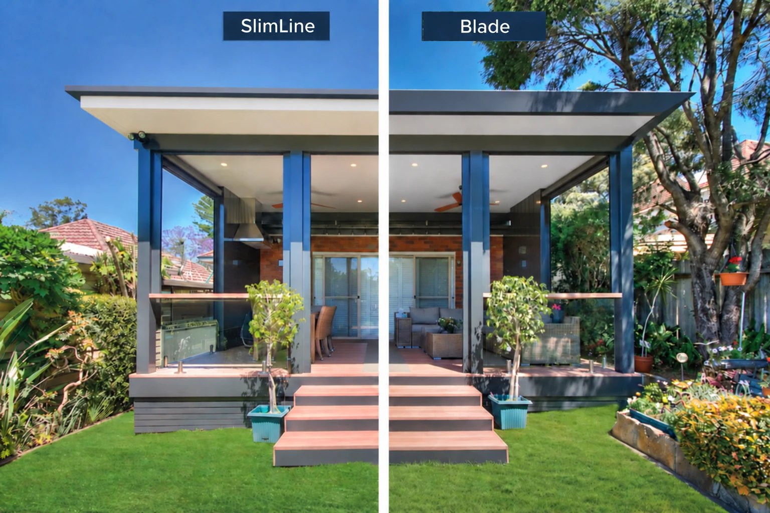 Slimline on the left, Blade on the right